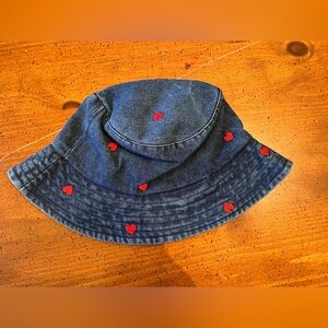 New without Tag - Fashion Nova Denim Bucket Hat with Hearts